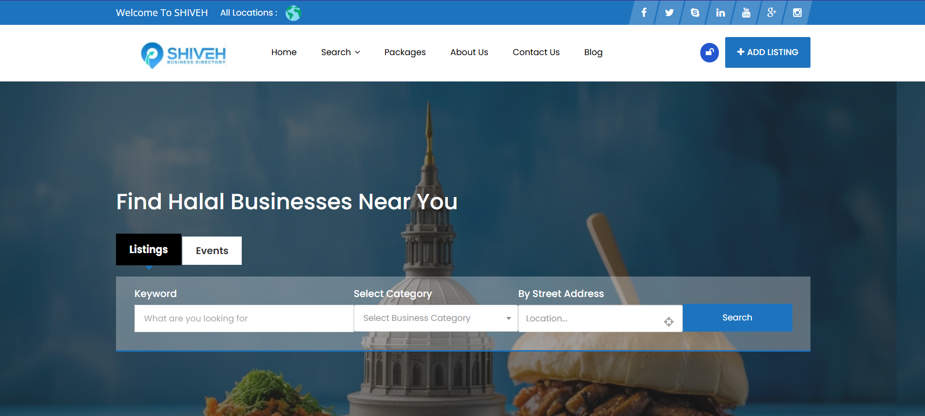 A website that says find halal business near you