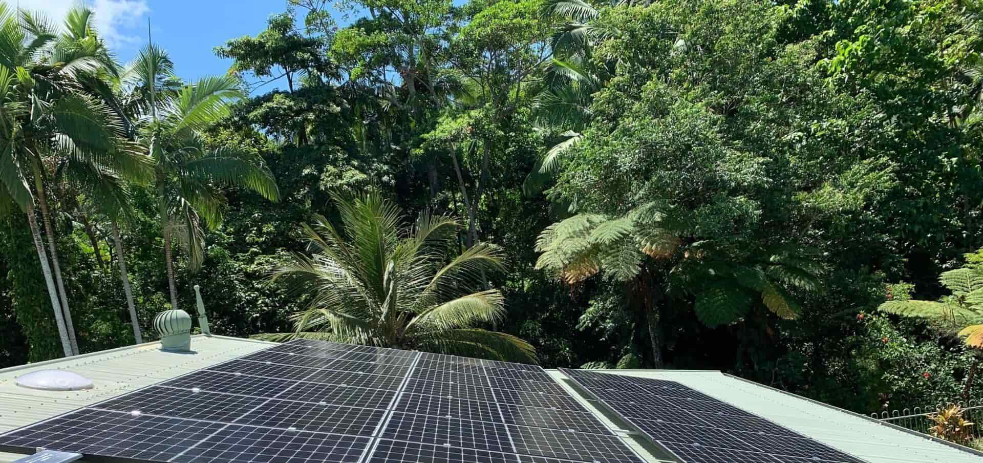 Solar Panels And Trees Natural Scenery — Solar Power In Cassowary Coast, QLD