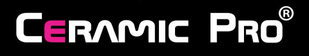 Logo for Ceramic Pro with white text on a black background; 