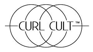A black and white logo for a company called curl cult.