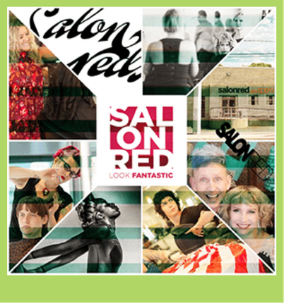 A collage of photos with the words salon red on it