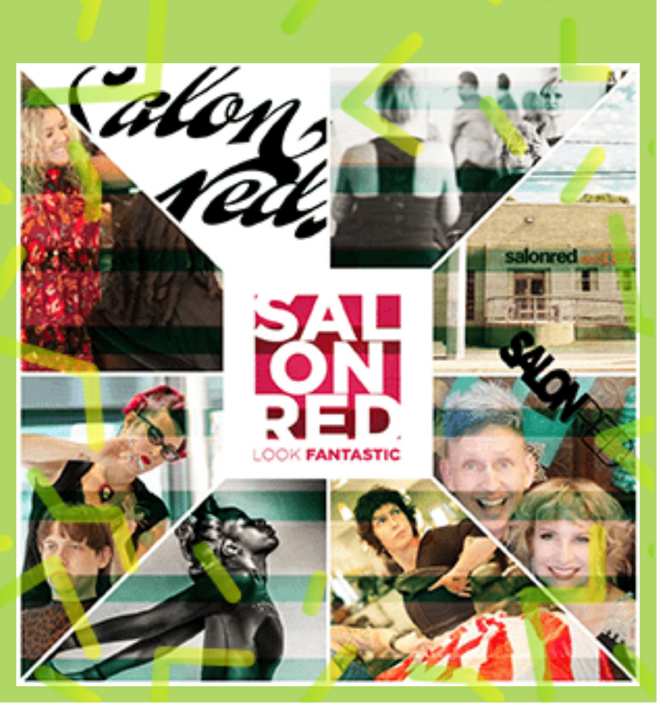 A collage of photos for salon red