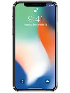 A close up of an iphone x on a white background.