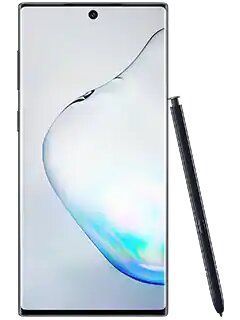 The samsung galaxy note 10 plus has a s pen attached to it.