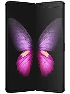 The samsung galaxy fold is a folding phone with a butterfly on the screen.