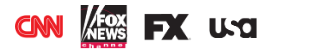 Cnn fox and fx usa logos on a white background