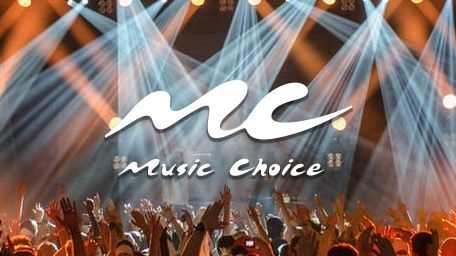 A poster for music choice with a crowd of people