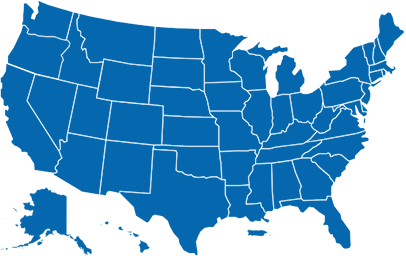 A blue map of the united states of america