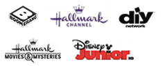 Logos for hallmark channel disney junior and diy network