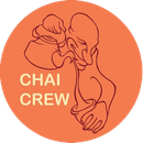 Orange logo: Cartoon of a man pouring tea from a kettle into a cup. Text 