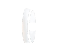 A white stencil of the letter c on a white background.