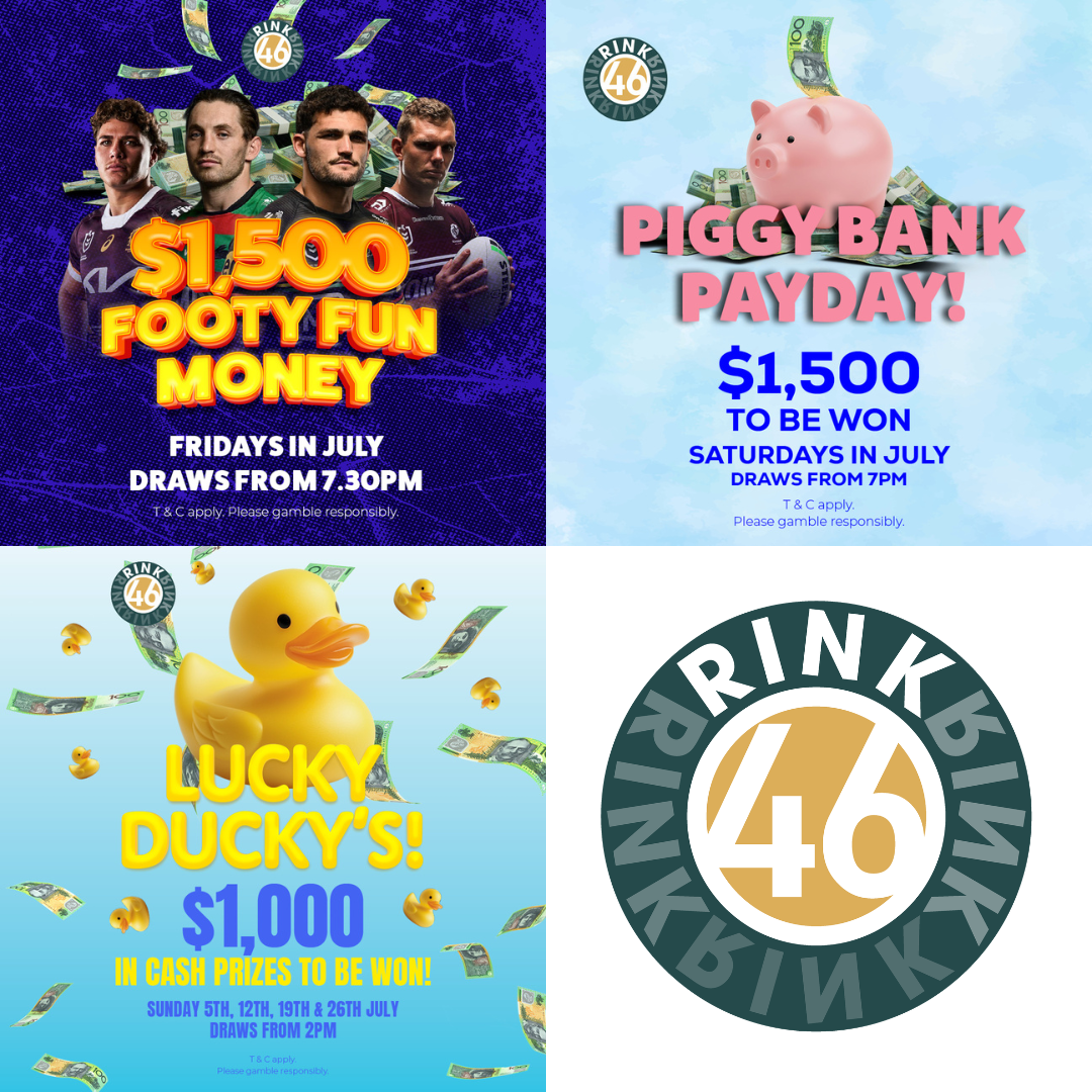 A collage of four posters for a cash dash event