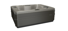 A dark gray hot tub on a white background.