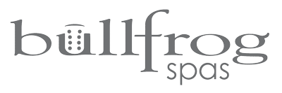 Bullfrog Spas logo with gray text.