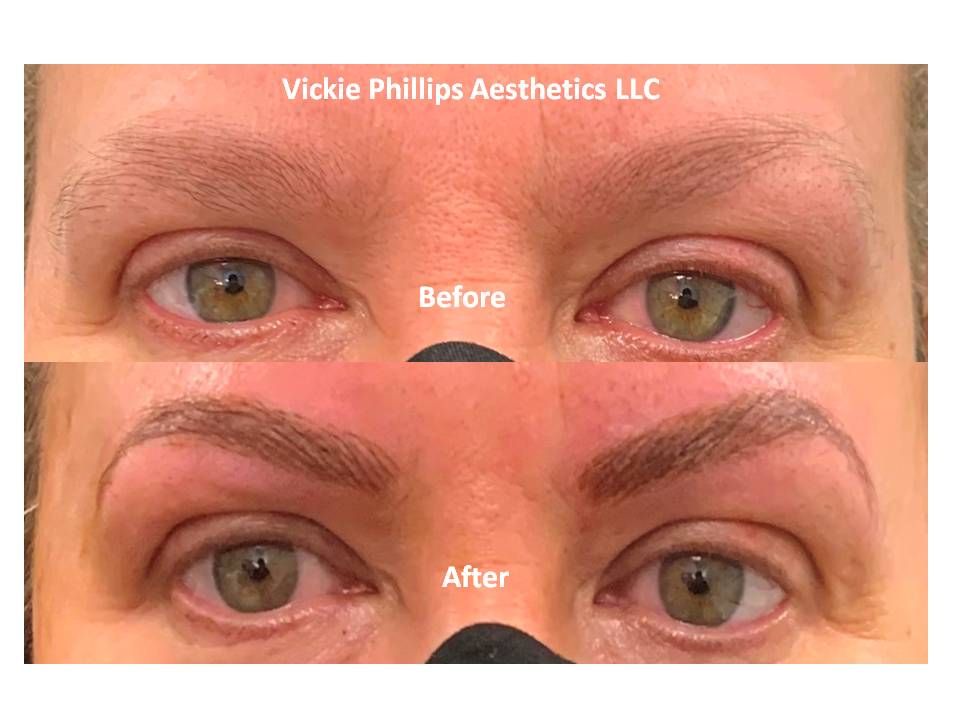 A before and after picture of a woman 's eyebrows.