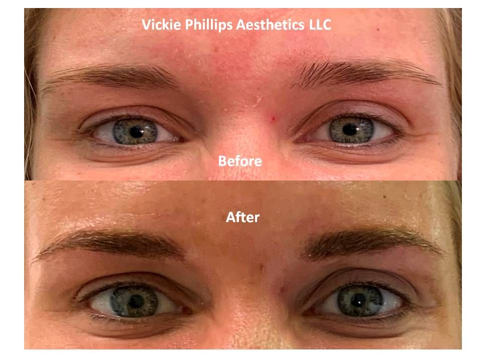 Example of before and after microblading service in Medina