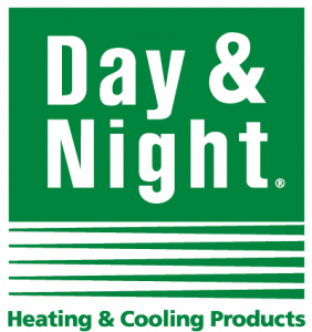 Day & Night Heating & Cooling Products logo on green background