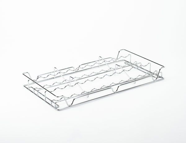 A metal tray with handles on a white background.