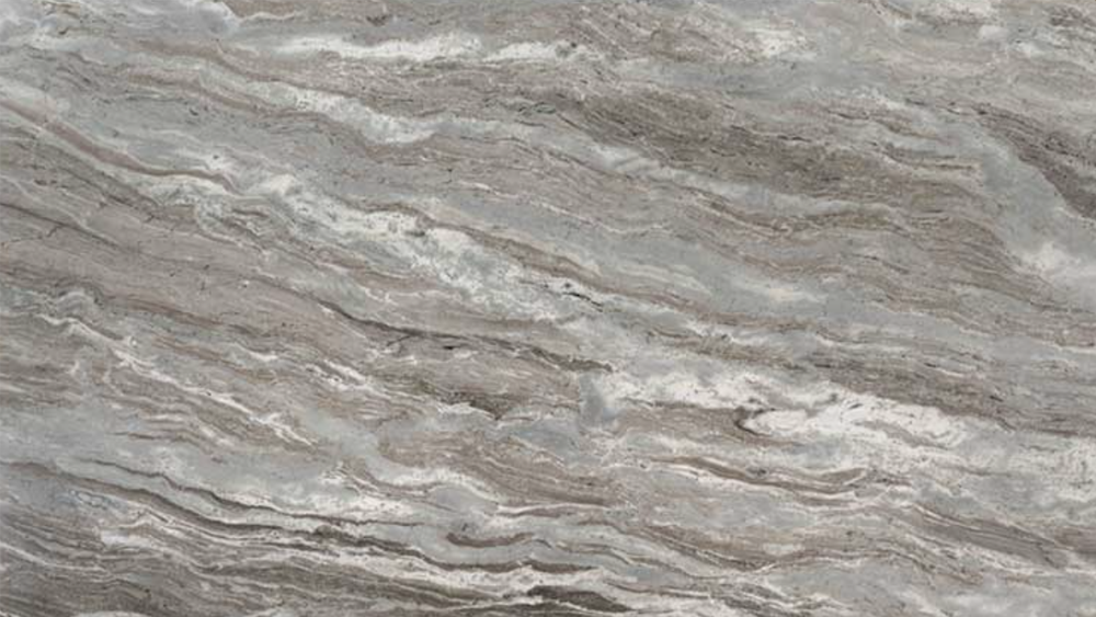 A close up of a marble counter top with a gray and white marble texture.