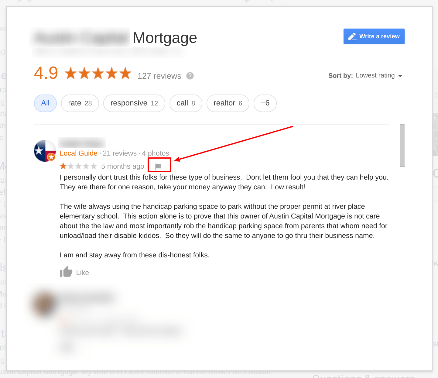 How to flag a Google review
