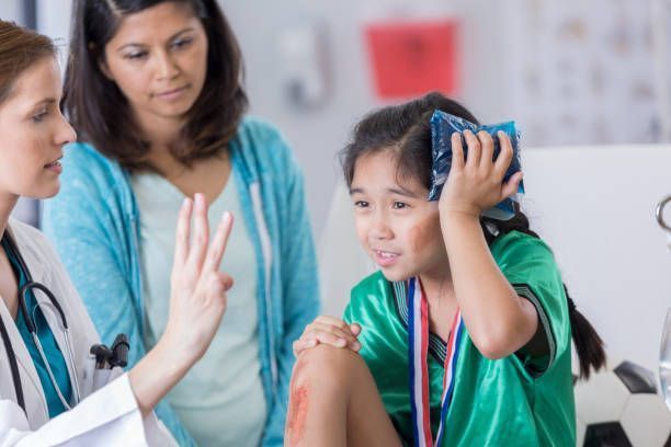 Urgent care clinic with caring nurse and well taken care of kid patients.