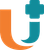 A blue and orange letter u with a cross on it.