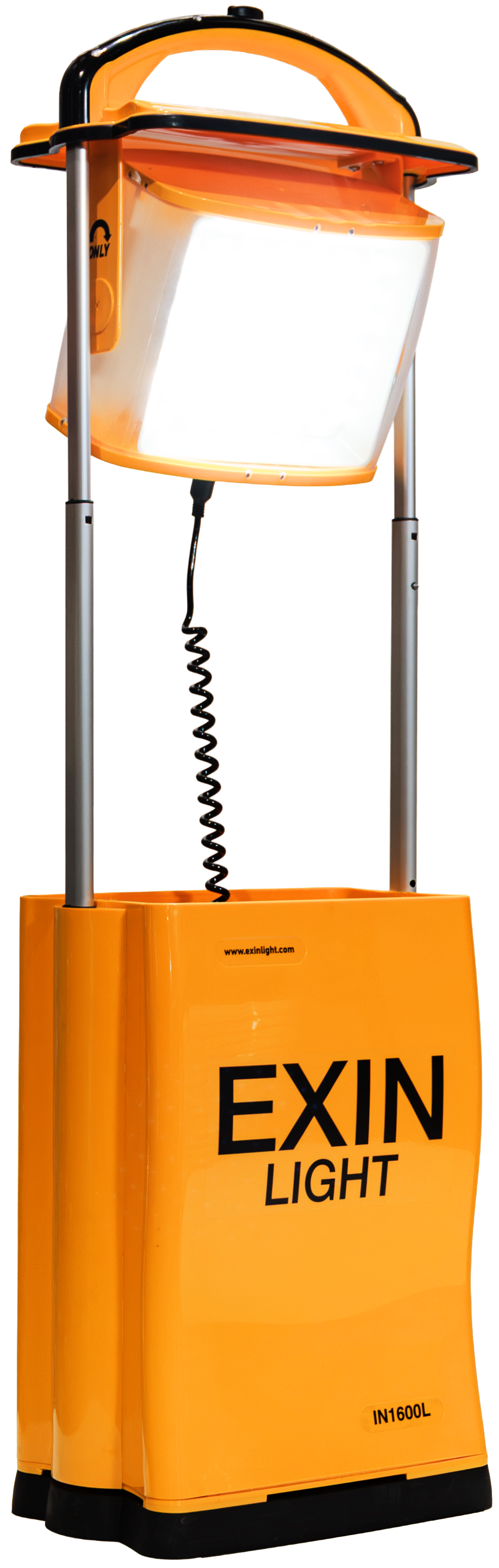 A yellow box with the word exin light on it