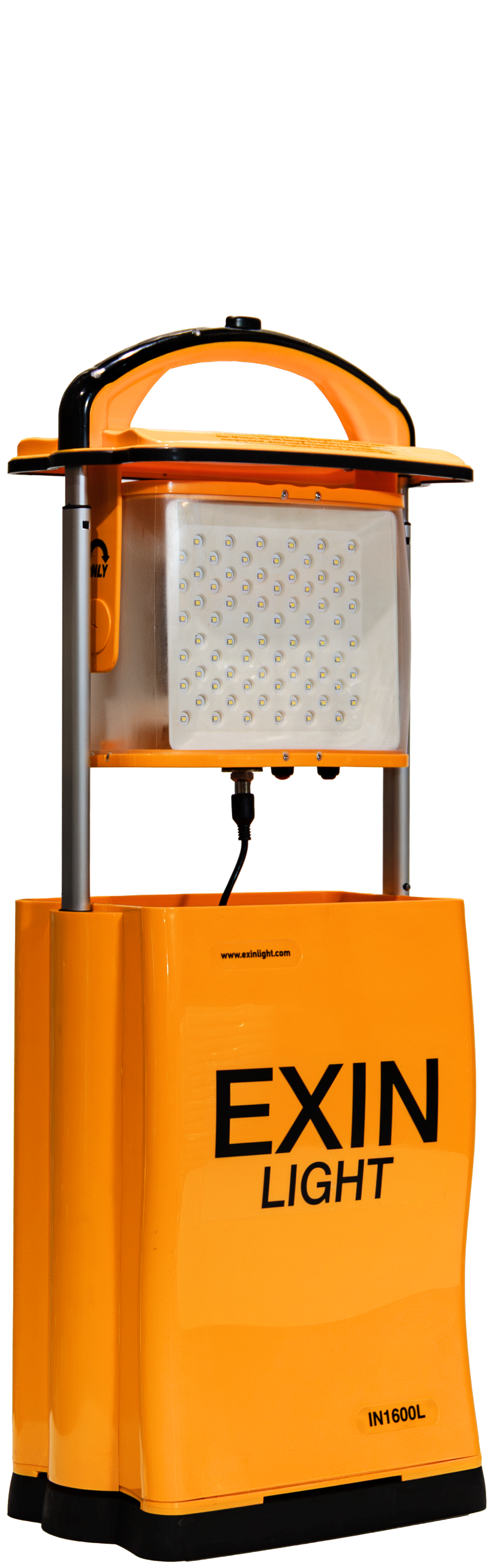 A yellow box with the word exin light on it