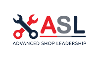 A logo for advanced shop leadership with wrenchs