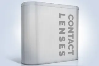 A white box that says contact lenses on it