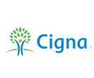 The cigna logo has a tree and a person in it.