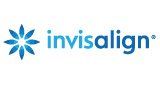 The invisalign logo is blue with a flower in the middle.