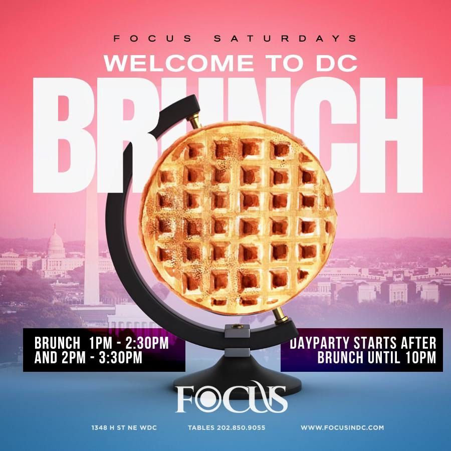 An advertisement for a brunch in dc with a waffle on a globe