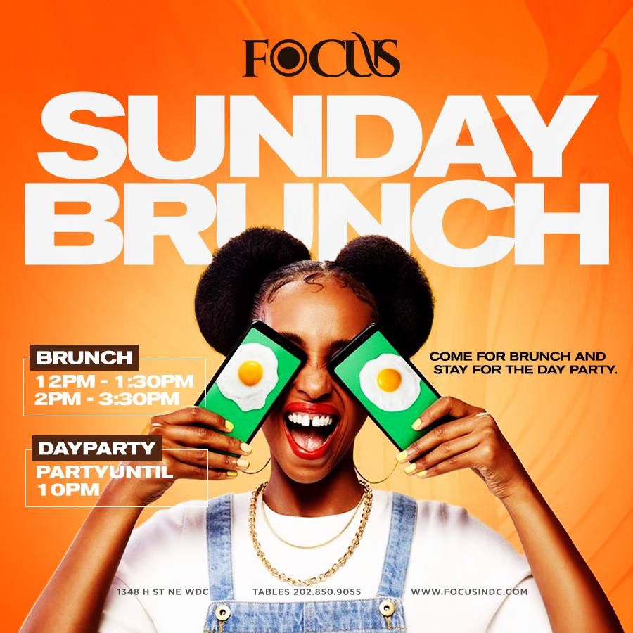 An advertisement for a sunday brunch at focus
