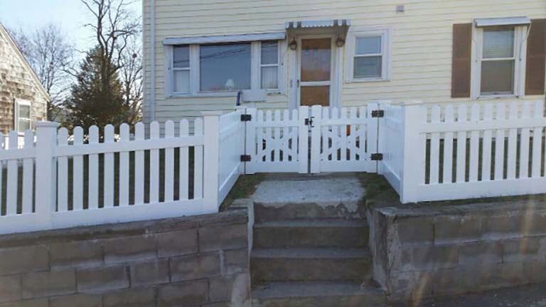 Modern white vinyl fence — Wooden sheds in Bridgewater, MA