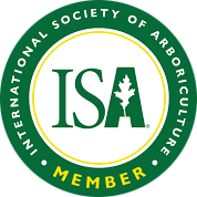 ISA member badge in green and yellow, with a white center and a maple leaf symbol.