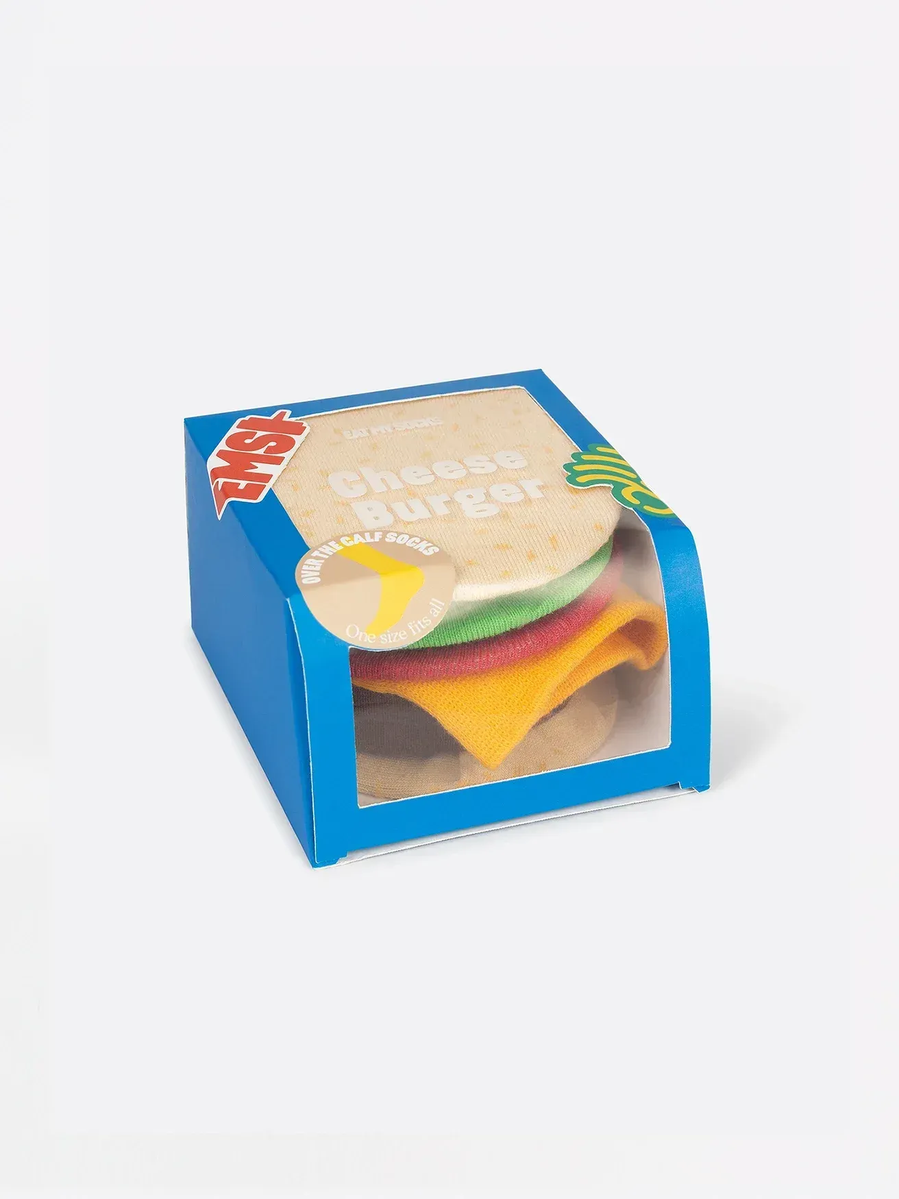 A blue box with a sandwich inside of it