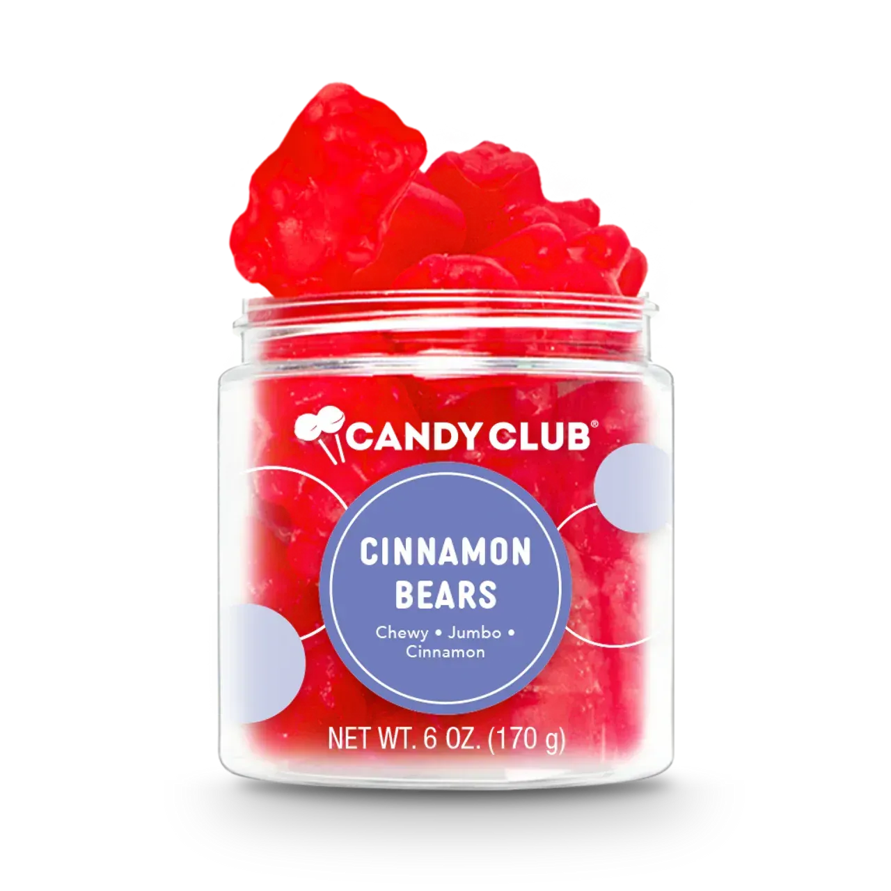 A jar of cinnamon bears from the candy club