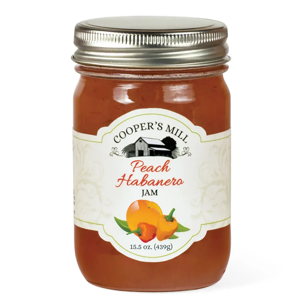 A jar of cooper 's mill peach habanero jam
