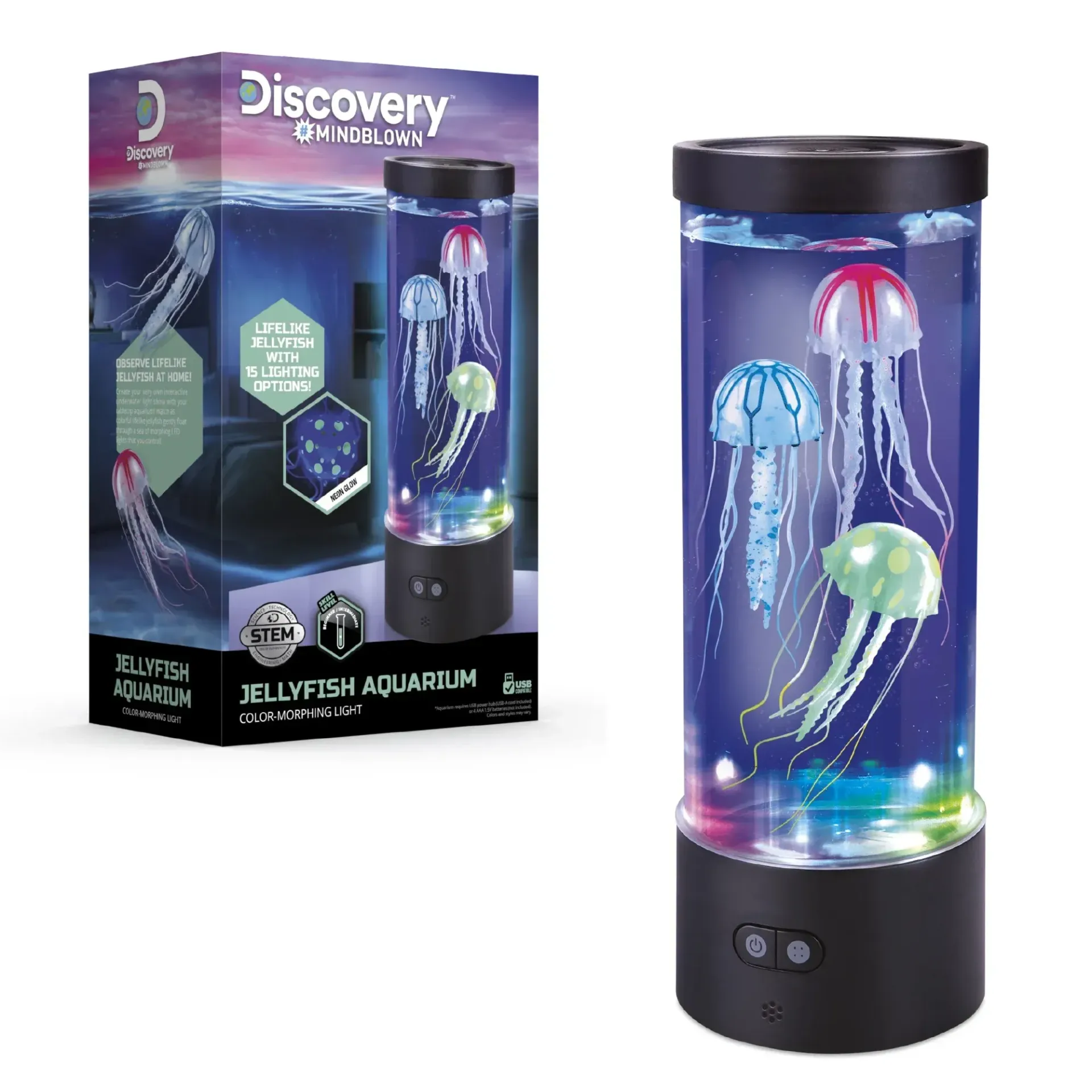 A discovery jellyfish aquarium with jellyfish in it