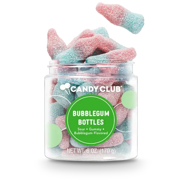 Candy club bubblegum bottles sour gummy bubblegum flavored