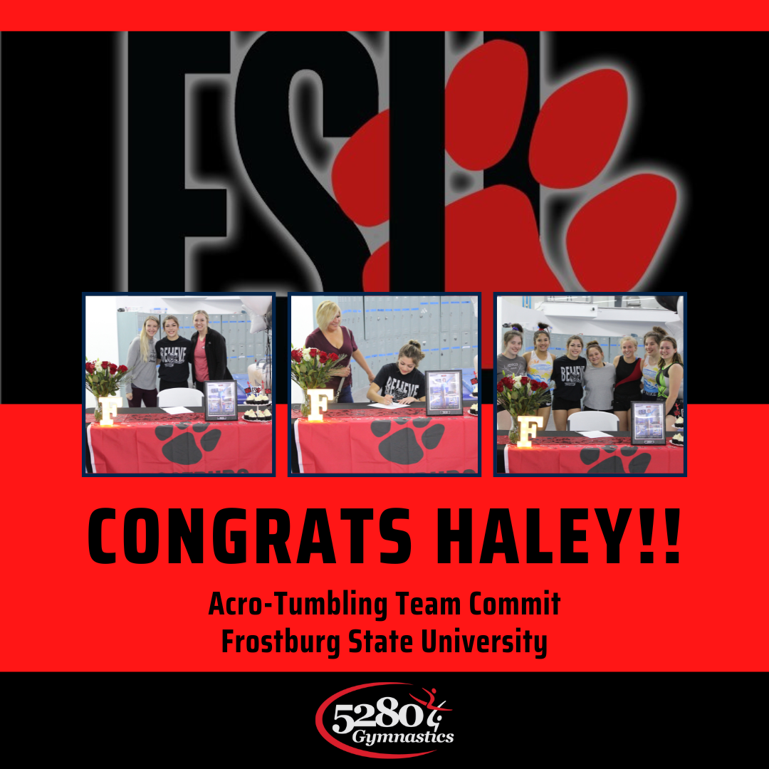 Congratulations haley acro-tumbling team commit frostburg state university