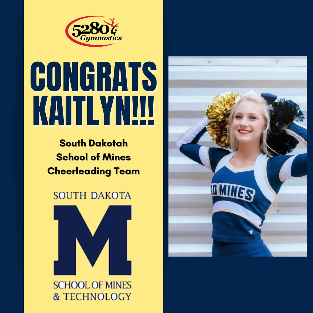 Congratulations kaitlyn from the south dakota school of mines cheerleading team