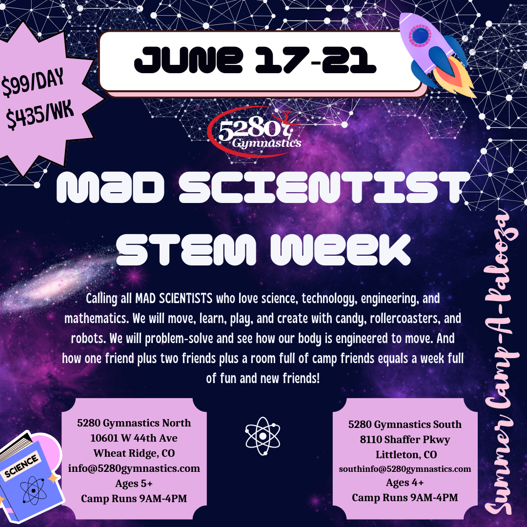 A poster for mad scientist stem week on june 17-21