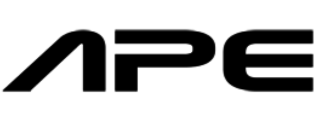 Black APE logo in stylized bold letters on a white background