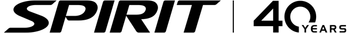 "SPIRIT 40 YEARS" logo in black text with a thin vertical separator line.