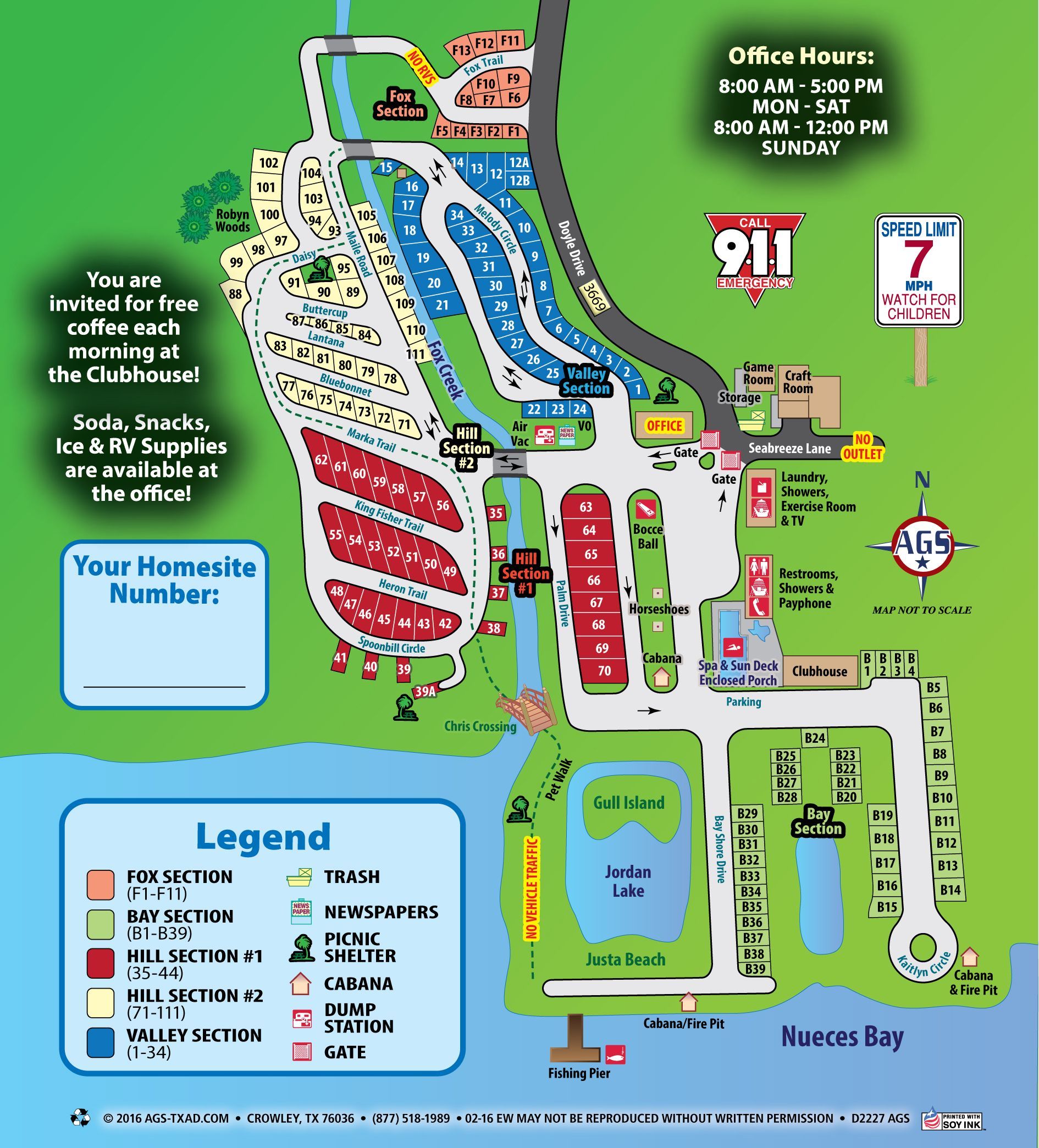 A map of a campground with the word legend at the bottom