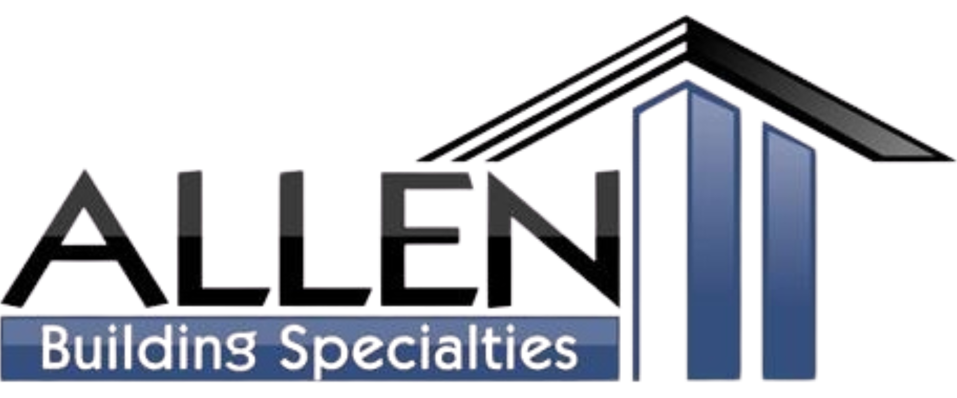 A logo for allen building specialties with a house on it