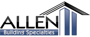A logo for allen building specialties with a house on it
