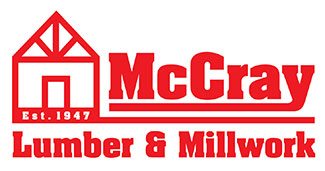 A red and white logo for mcgray lumber and millwork